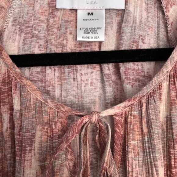 Renee C. Size M Women’s Top Burgundy, Mauve, Tan and Gray 3/4 Sleeve Boho Loose - Picture 6 of 7